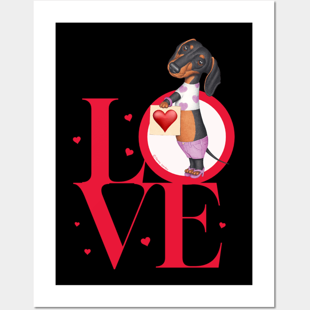 funny cute doxie fur baby love Dachshund Love mom dad gift Wall Art by Danny Gordon Art